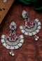 Red Stone Oxidised Chandbali Earrings 25g